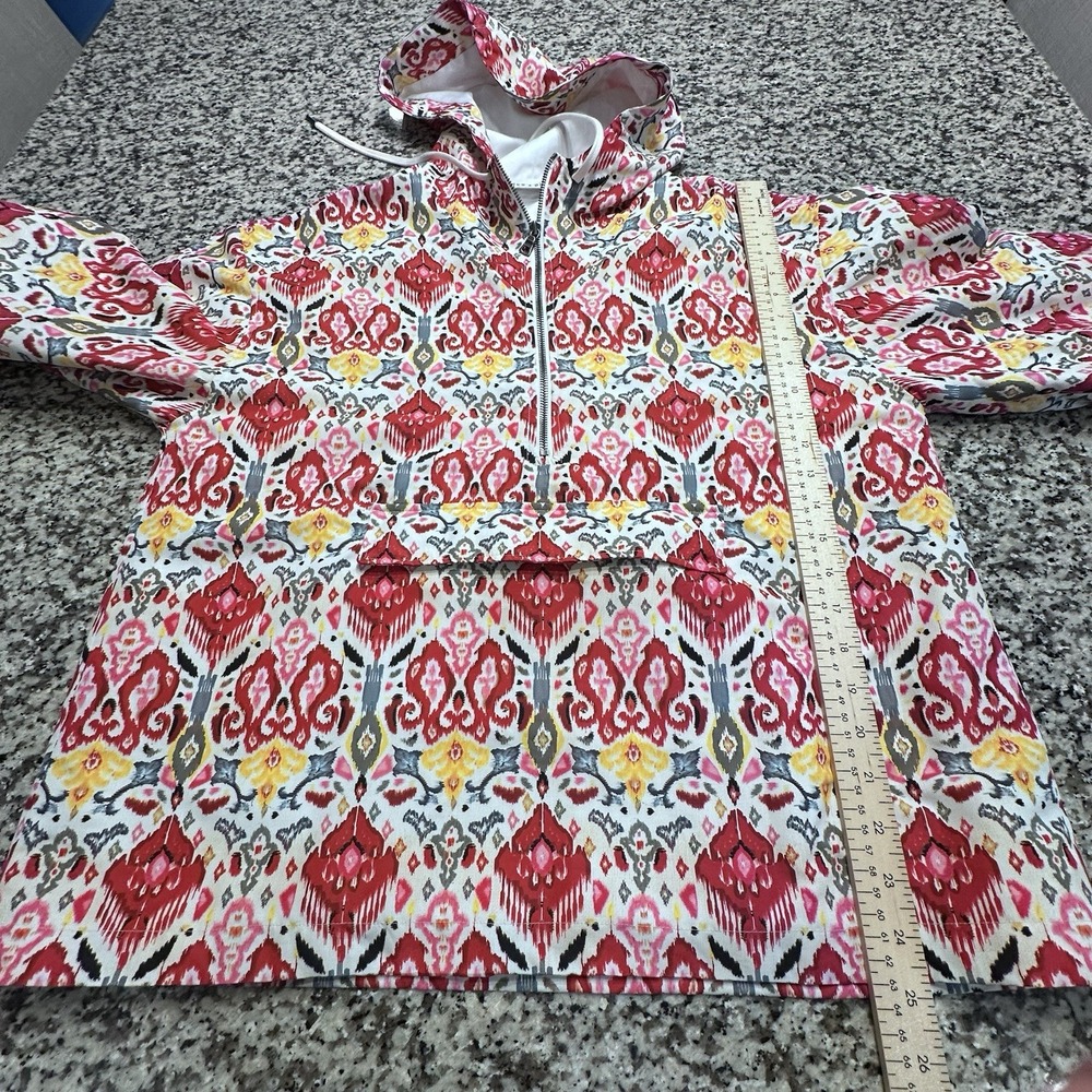 Alice + Olivia Anorak Half-Zip Hoodie Vntg Malibu Print Boho Sz Lg See Descript - Picture 9 of 11